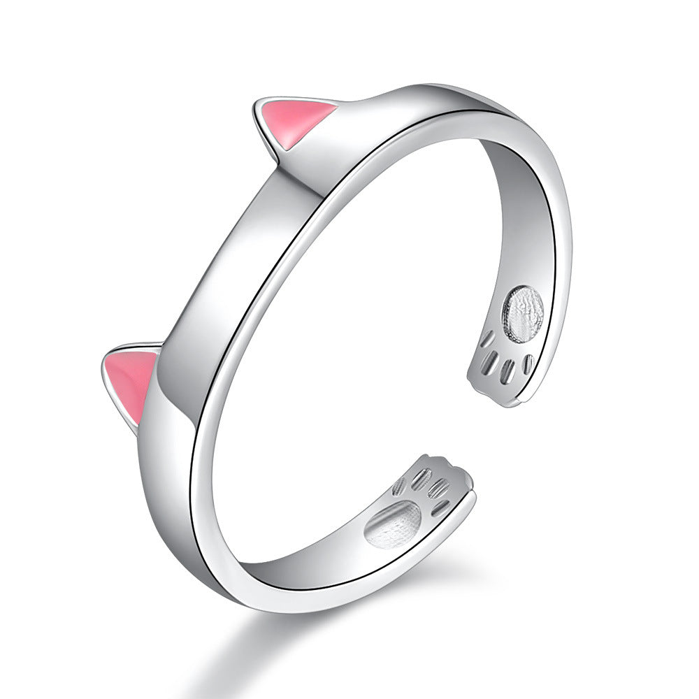 Cute cat ears paw ring