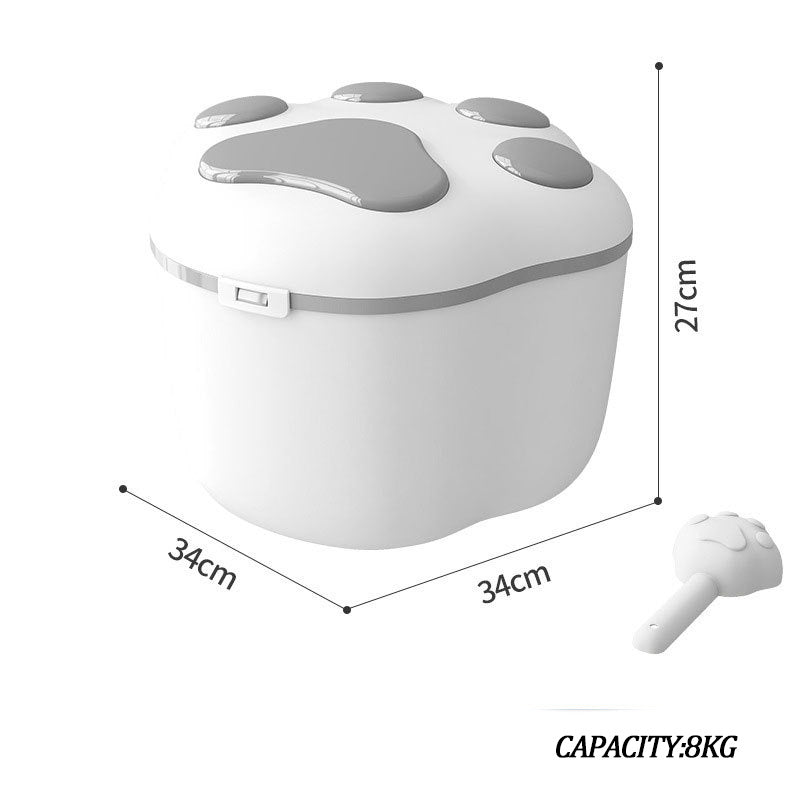 Dog Food Storage Container Claw Pet Grain Storage Bucket, Container With Cute Lid And Scoop Large Pet Food Storage For Dog, Cat And Other Pet