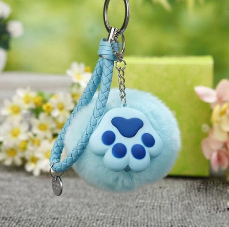 Cute Cat Paw Plush Keychain