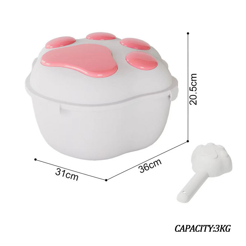 Dog Food Storage Container Claw Pet Grain Storage Bucket, Container With Cute Lid And Scoop Large Pet Food Storage For Dog, Cat And Other Pet