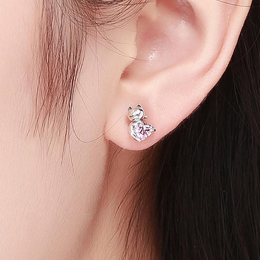 [ASTRAL] S925 Pure Silver Micro-Alignment Ear-Modules — Minimalist Cat Stud Earrings