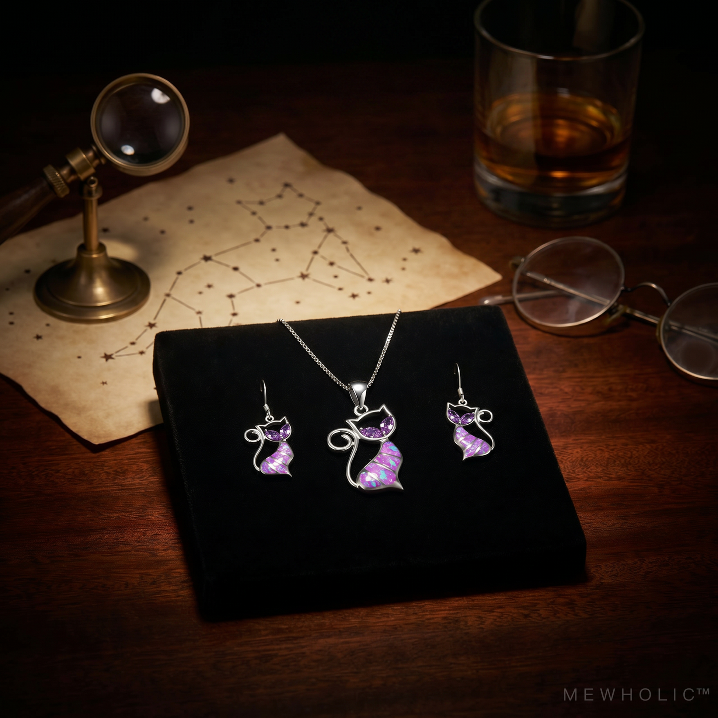 [VIS-07] ASTRAL | Ethereal Cat Opal Alignment Set — Earrings & Necklace Bundle