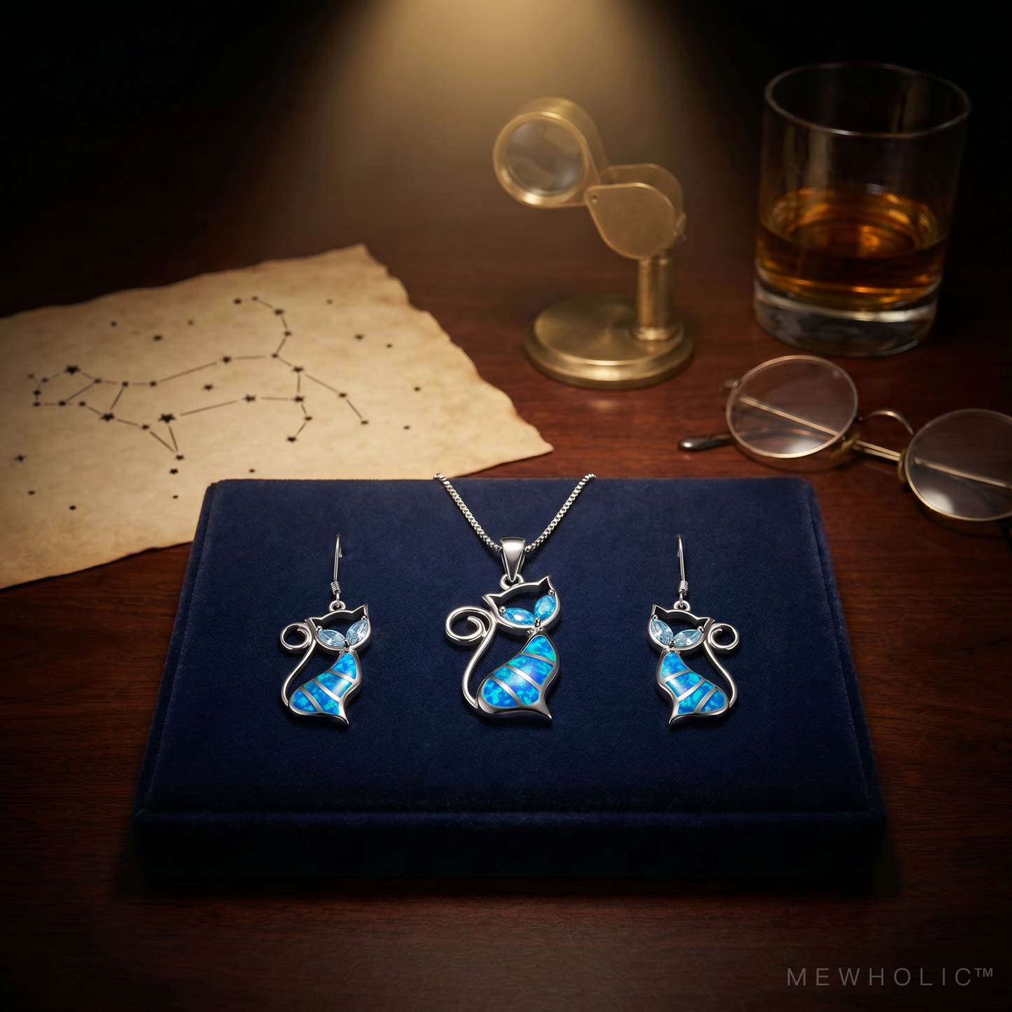 [VIS-07] ASTRAL | Ethereal Cat Opal Alignment Set — Earrings & Necklace Bundle