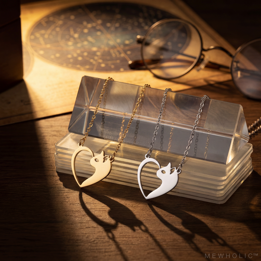 [VOID-06] ASTRAL | Hollow-Void Resonator Necklace — Geometric Heart & Cat Silhouette