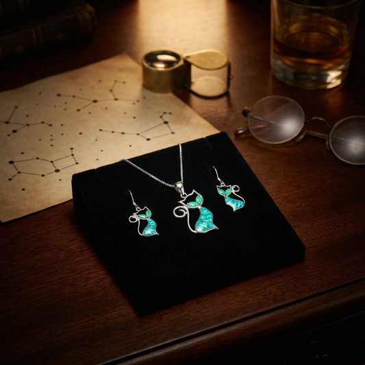 [ASTRAL] Ethereal Cat Opal Alignment Set — Earrings & Necklace Bundle