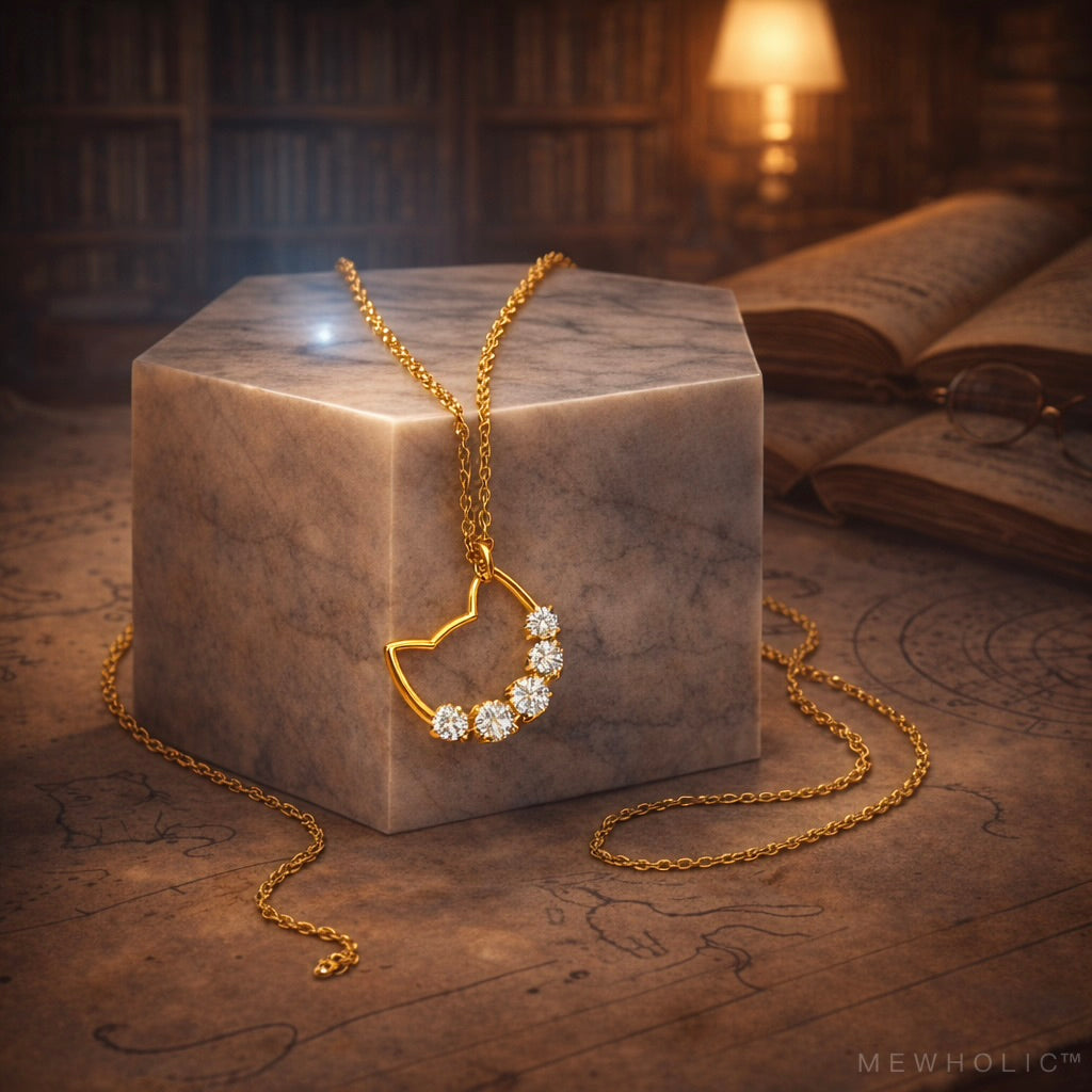 [STAB-05] SESSION 50,000Hz | Lunar Gravity Alignment Pendant — Moon & Cat Crystal Necklace