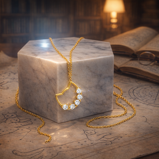 [SESSION 50,000Hz] Lunar Gravity Alignment Pendant — Moon & Cat Crystal Necklace