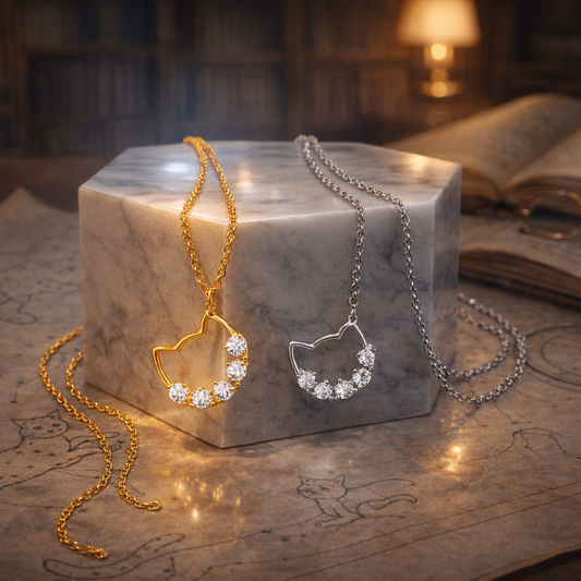 [SESSION 50,000Hz] Lunar Gravity Alignment Pendant — Moon & Cat Crystal Necklace